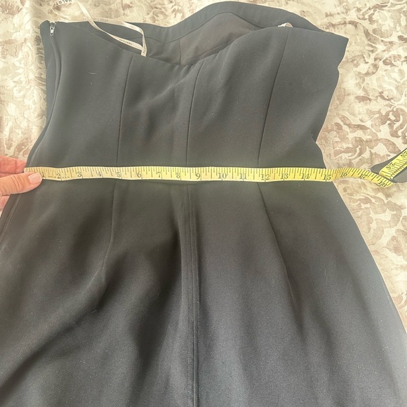 HALSTON HERITAGE Black Chiffon Overlay Strapless Jumpsuit - Picture 7 of 10